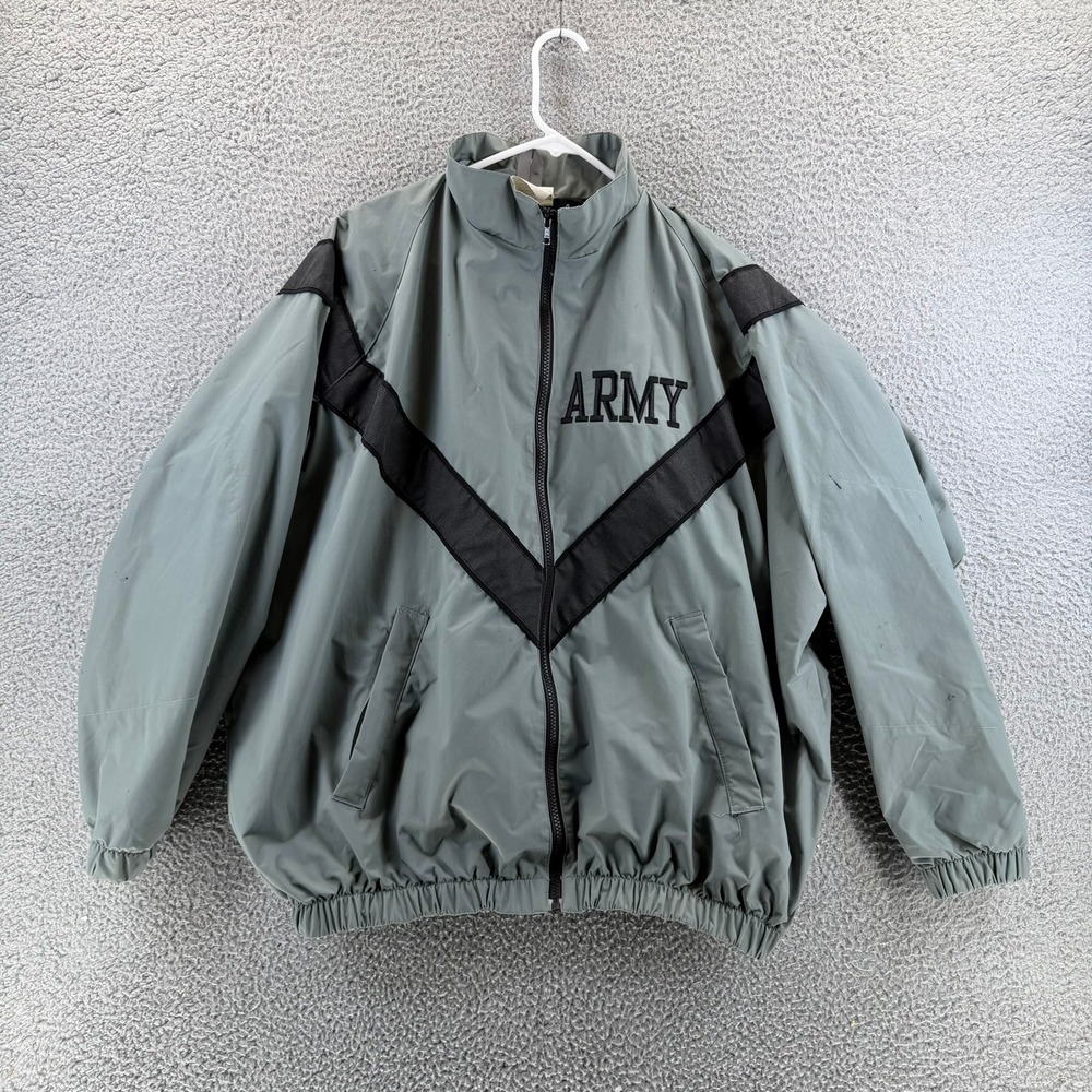 US Army PFU Training Jacket Mens L Regular Gray Nylon Windbreaker IPFU IPFU READ